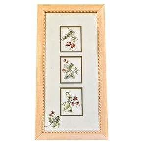 Vintage Vicki Wickell Watercolor Painting Signed Matted Framed Botanical 25x13